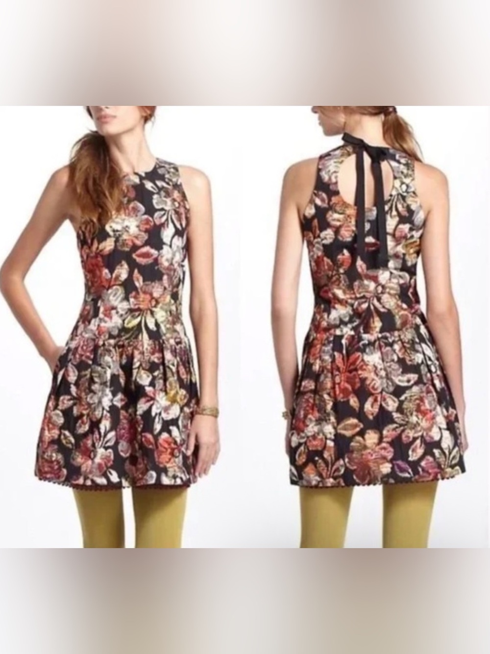 Anthropologie Leifsdottir Adelita Floral Brocade Dropped Waist Dress Size 6